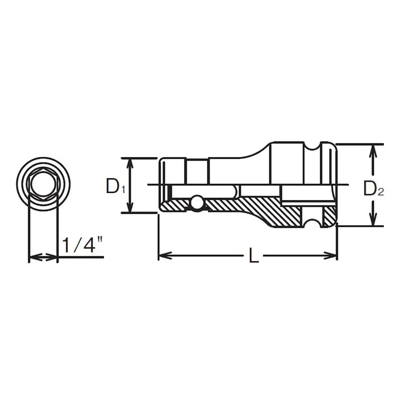 1/4 Sq. Dr. Bit Holder 1/4 Hex Length 36mm Locking Quick Release Ko-ken USA