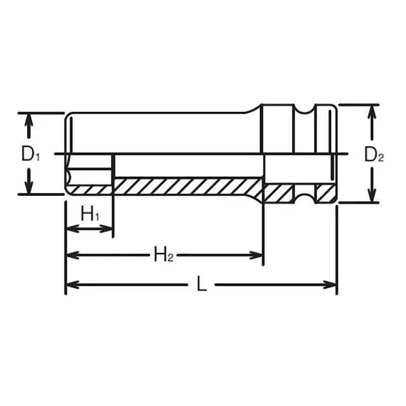 1/2 Sq. Dr. Socket  18mm 6 point Length 80mm Ko-ken USA