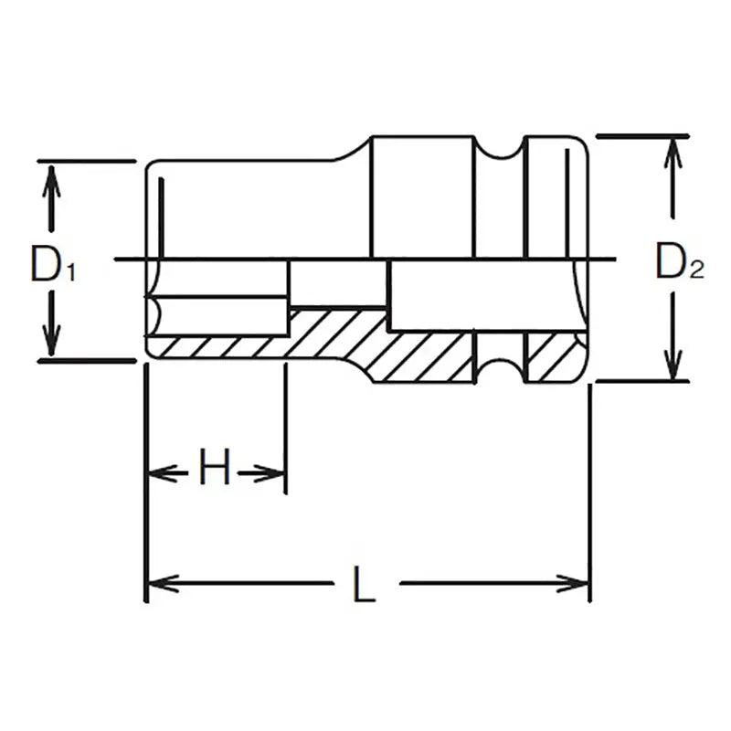 1/2 Sq. Dr. Socket  21mm 6 point Length 38mm Thin walled Ko-ken USA