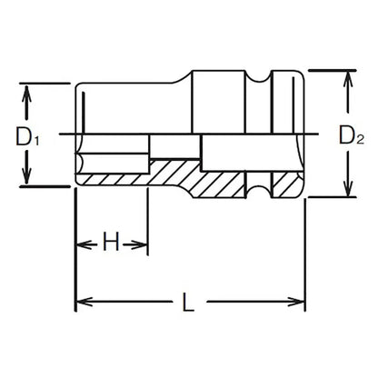 1/2 Sq. Dr. Socket  21mm 6 point Length 38mm Thin walled Ko-ken USA