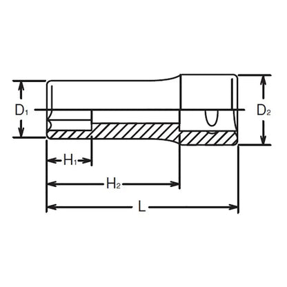 1/4 Sq. Dr. Socket  7mm 6 point Length 50mm Ko-ken USA