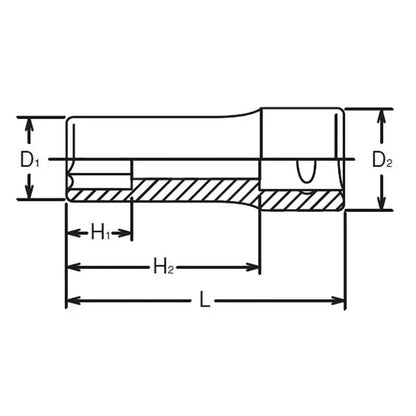 1/4 Sq. Dr. Socket  9mm 6 point Length 50mm Ko-ken USA