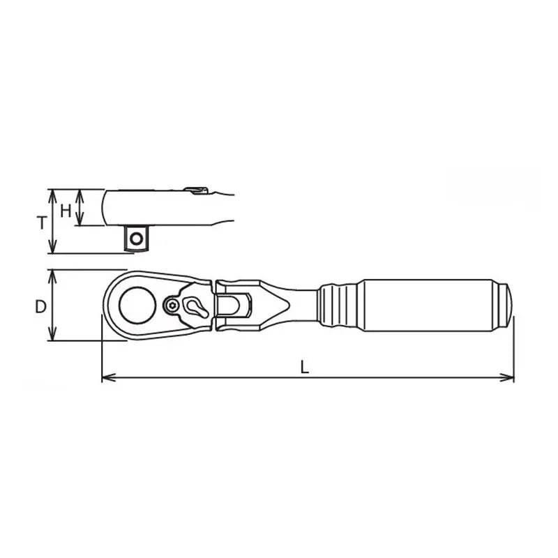 1/4" Sq.Dr. Ratchet Handle 72 teeth Flexible Head Length 160mm  Z-series Ko-ken USA
