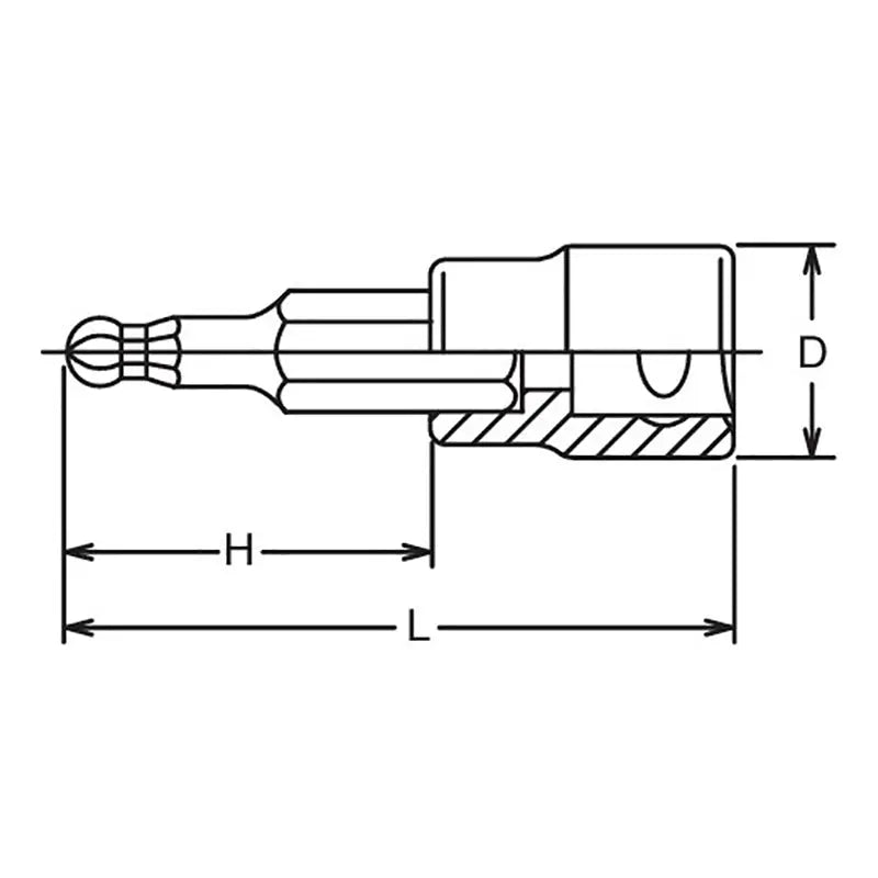 3/8 Sq. Dr. Bit Socket 10mm Ballpoint Hex Length 100mm Ko-ken USA