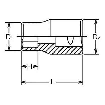 3/8 Sq. Dr. 6 point Metric Chrome Socket in 10mm Ko-ken USA