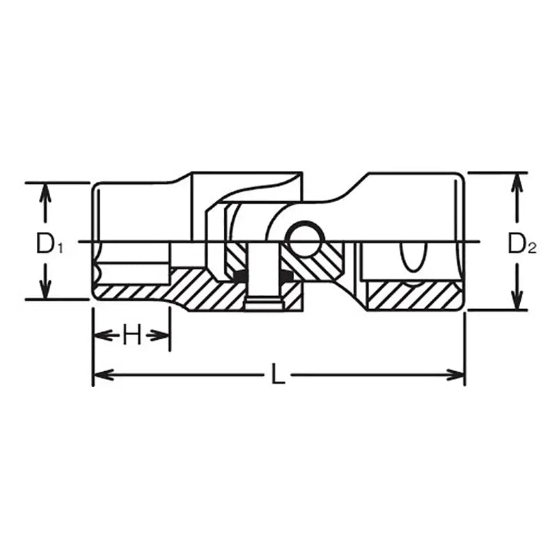 3/8 Sq. Dr. Universal Socket  15mm 6 point Length 53.5mm Ko-ken USA