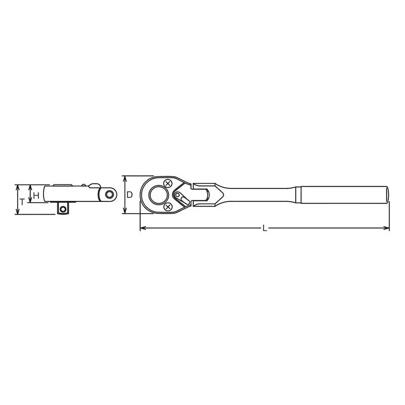 1/2 Sq. Dr. Ratchet Handle  24 teeth Flexible Head Length 450mm  Polished Handle Ko-ken USA