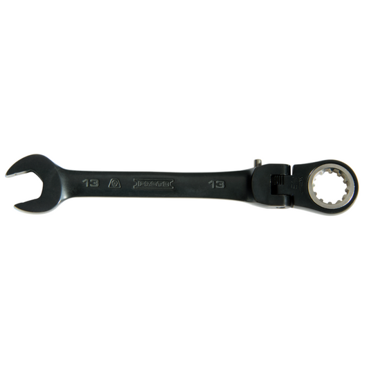 BLACK CHROME COMBINATION LOCKING FLEX-HEAD RATCHETING WRENCH 10 MM - SPLINE - JSCVM10F