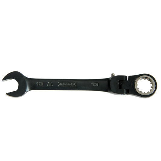 PROTO® BLACK CHROME COMBINATION LOCKING FLEX-HEAD RATCHETING WRENCH 13 MM - SPLINE - JSCVM13F